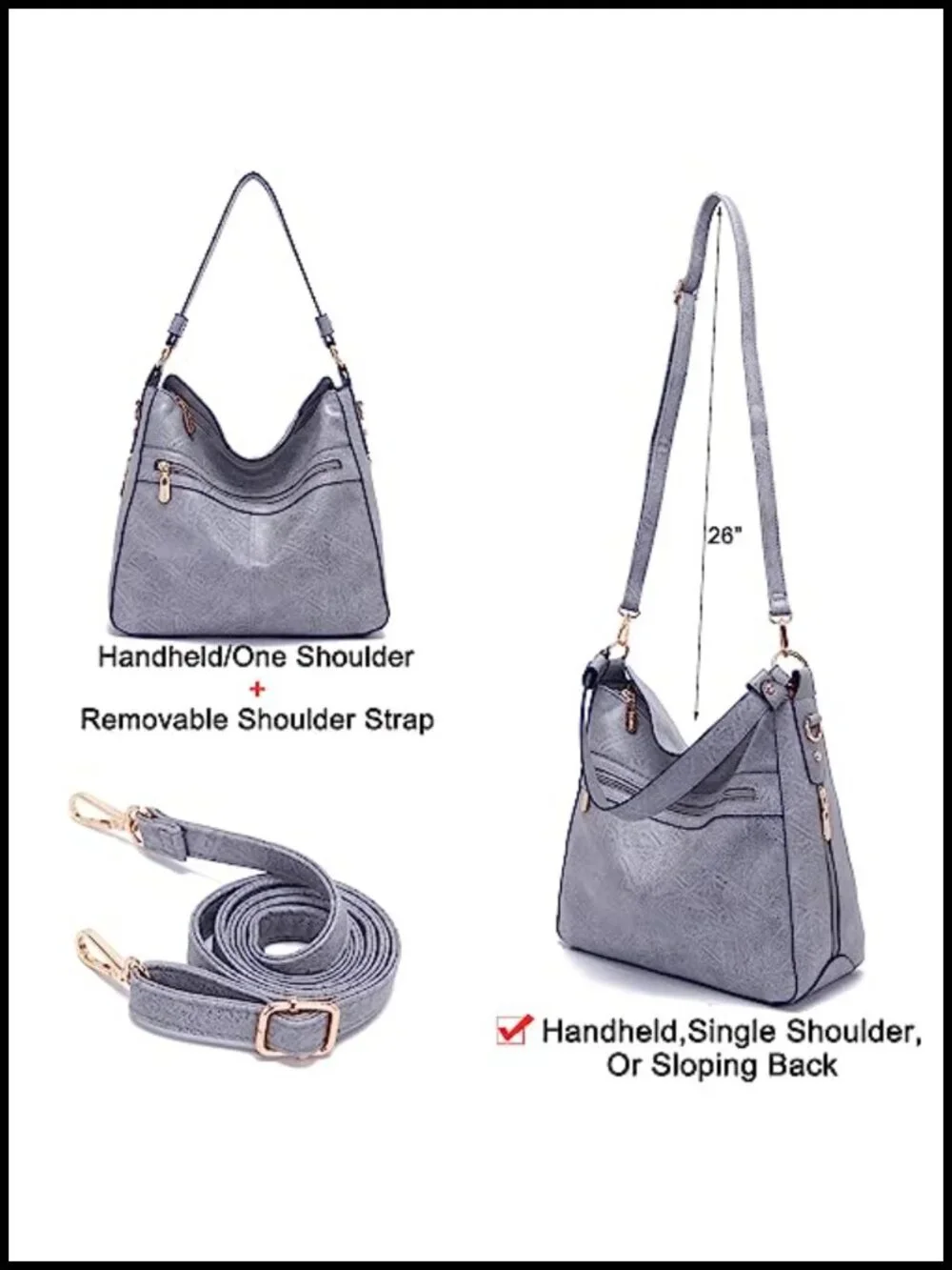 Women Large Crossbody Hobo Tote Set with Wallet Faux Leather Shoulder Bag